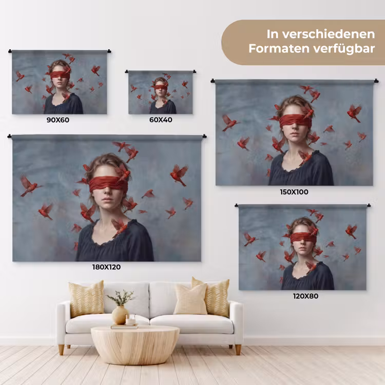 Portret - Krachtig - Rood Wandkleed katoen klein -tsfeer8_DE