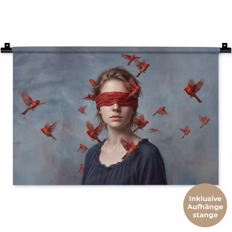 Portret - Krachtig - Rood Wandkleed katoen klein -t3d_DE
