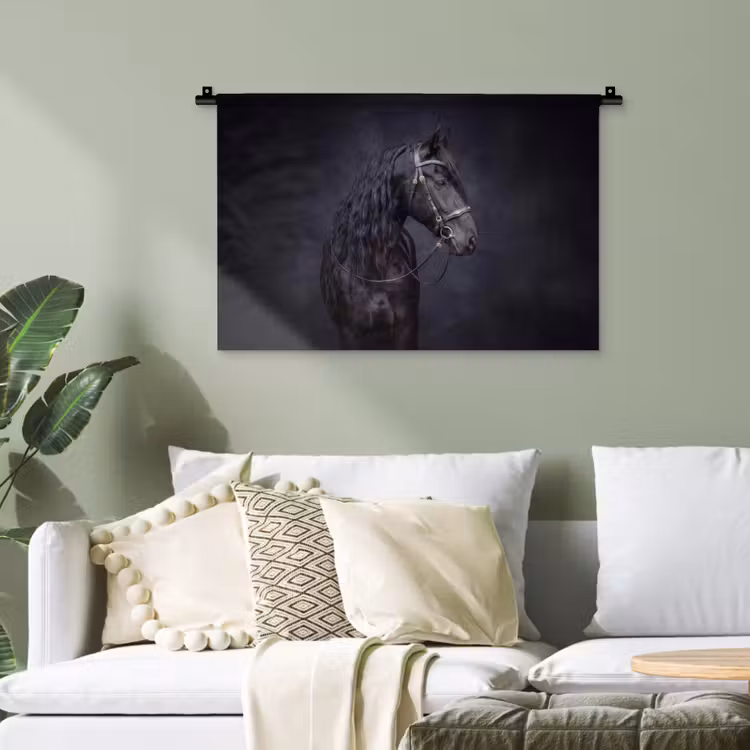 Portret - Paard - Donker Wandkleed katoen klein -sfeer7