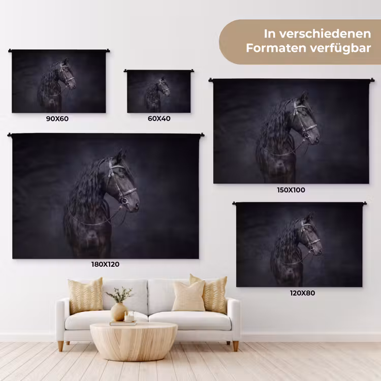 Portret - Paard - Donker Wandkleed katoen klein -tsfeer8_DE