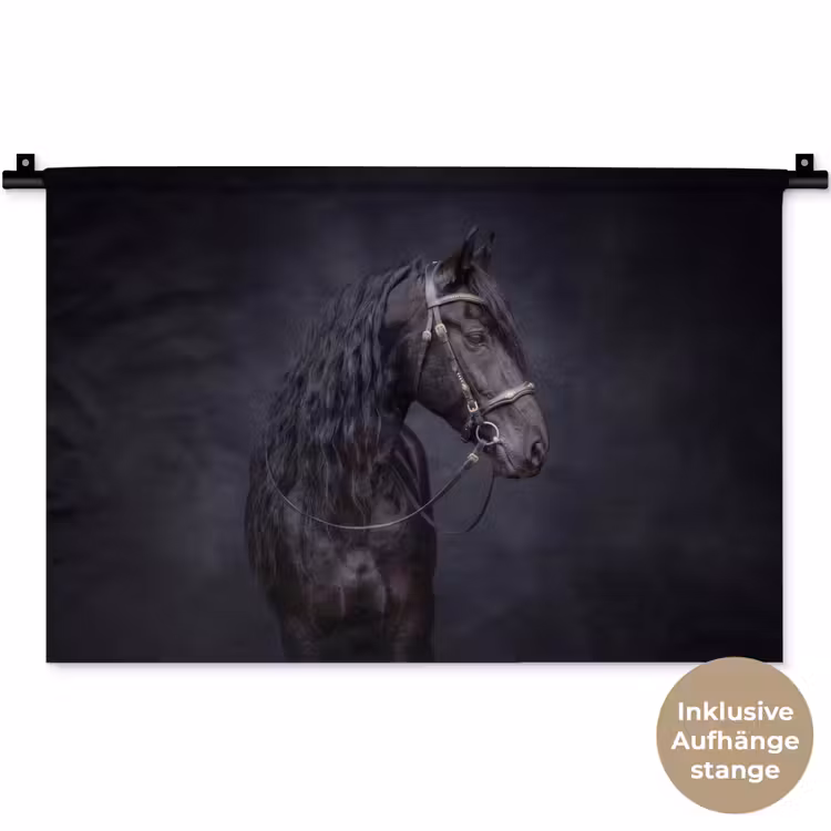 Portret - Paard - Donker Wandkleed katoen klein -t3d_DE