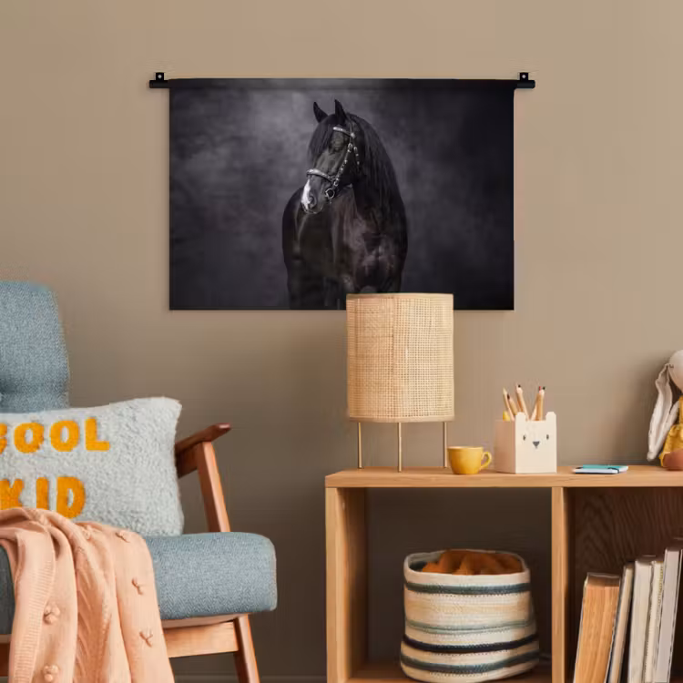 Portret - Paard - Zwart Wandkleed katoen klein -wsfeer4_kind