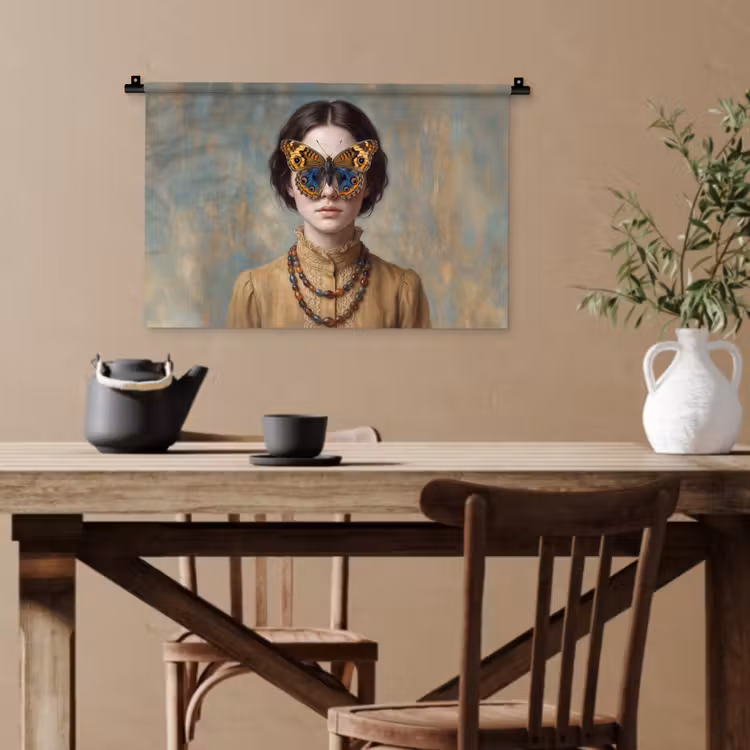 Portret - Vlinder - Kleurrijk Wandkleed katoen klein -sfeer6