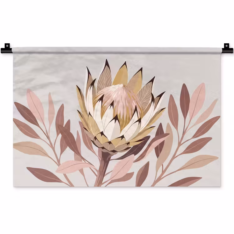 Protea - Bloem - Botanisch - Beige Wandkleed katoen klein -zz3d