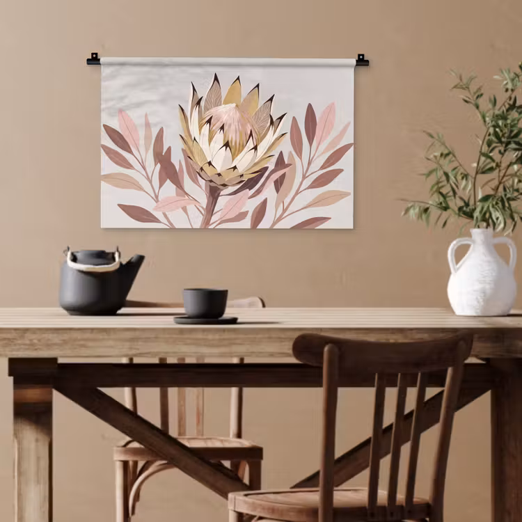 Protea - Bloem - Botanisch - Beige Wandkleed katoen klein -sfeer6