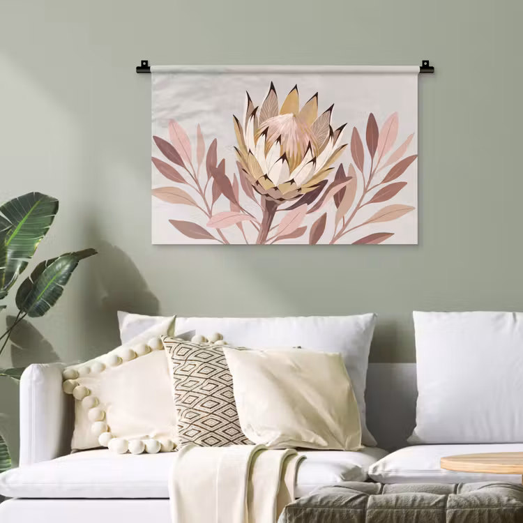 Protea - Bloem - Botanisch - Beige Wandkleed katoen klein -sfeer7