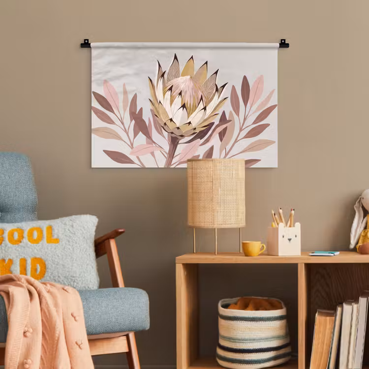 Protea - Bloem - Botanisch - Beige Wandkleed katoen klein -wsfeer4_kind