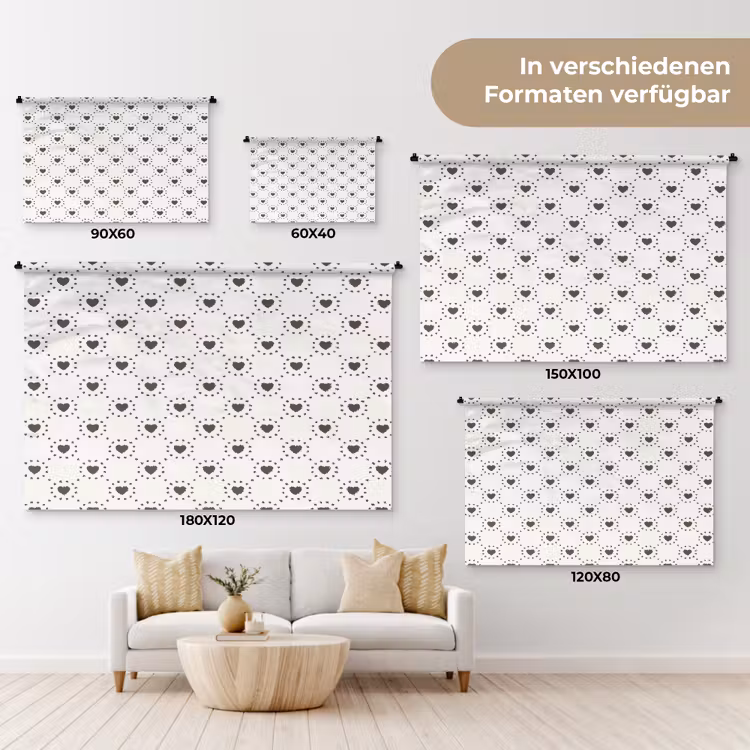 Stippen - Hart - Patroon Wandkleed katoen klein 269 -tsfeer8_DE