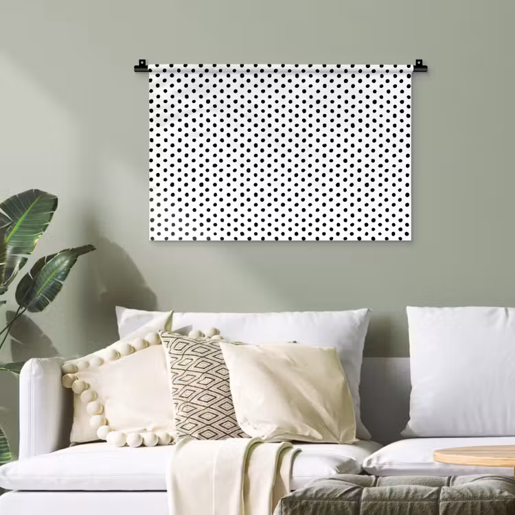 Stippen - Patroon - Zwart - Wit Wandkleed katoen klein 269 -sfeer7
