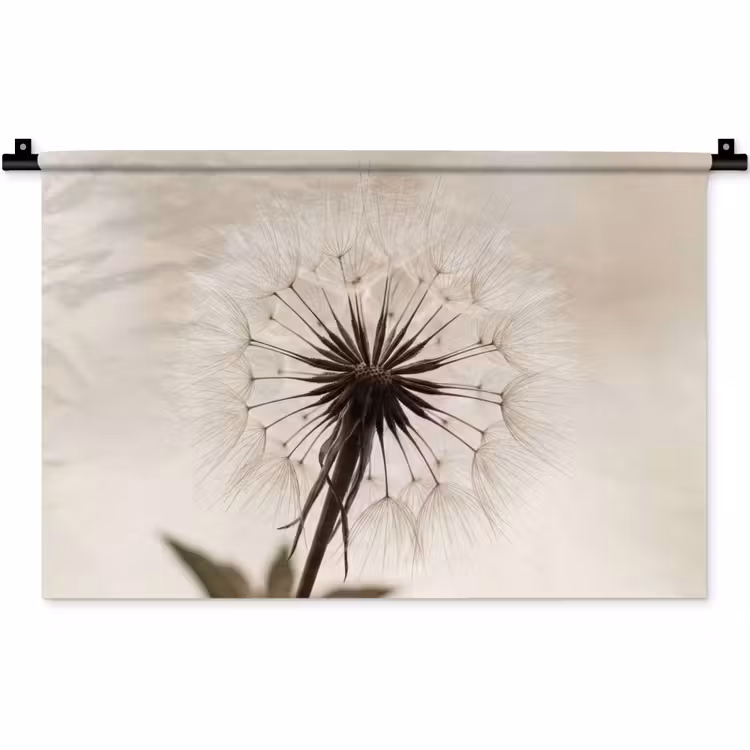 Paardenbloem - Minimalistisch - Wit Wandkleed katoen klein -zz3d