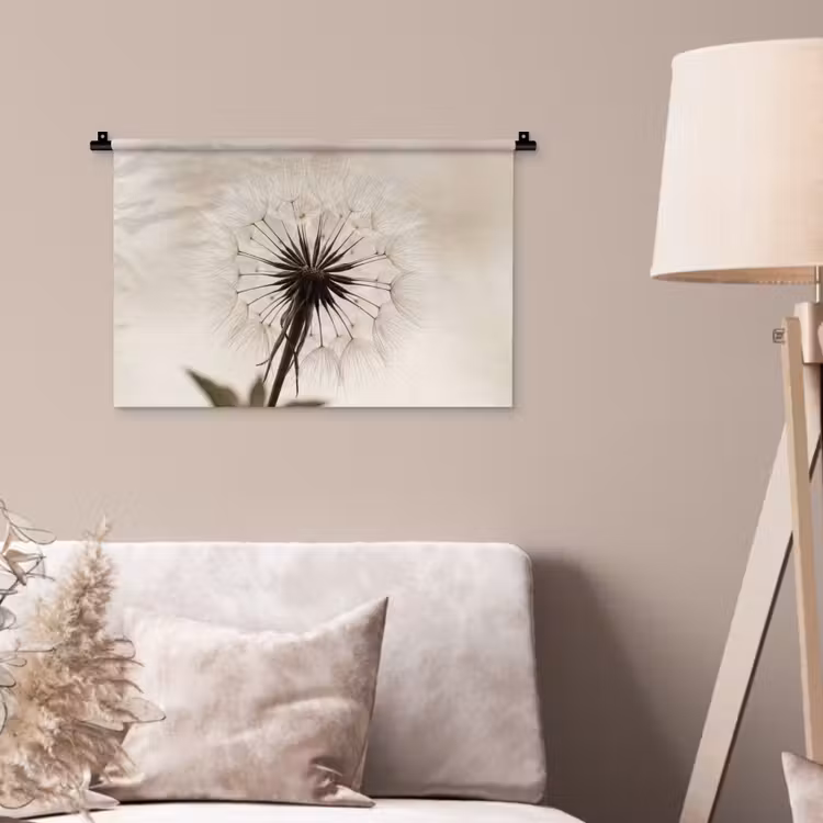 Paardenbloem - Minimalistisch - Wit Wandkleed katoen klein -sfeer4