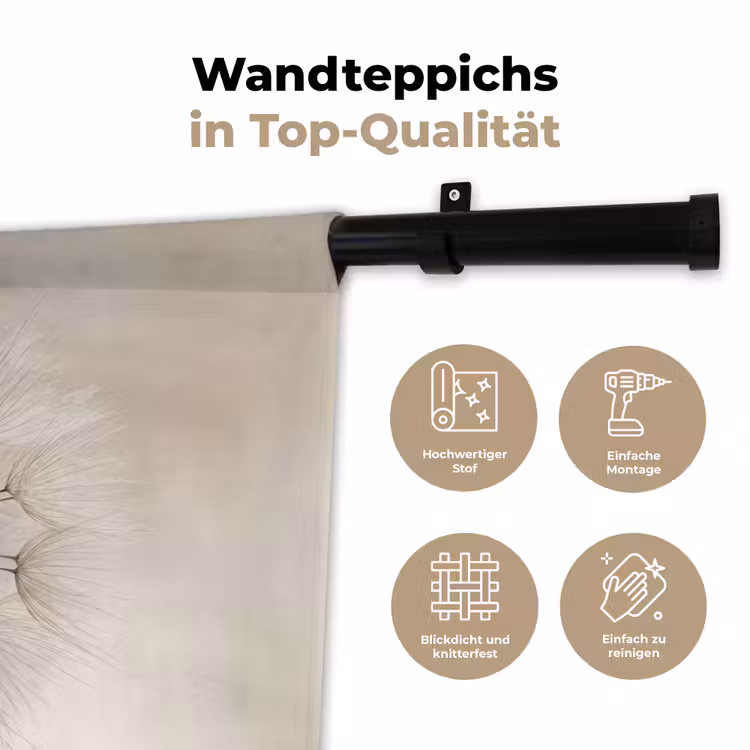 Paardenbloem - Minimalistisch - Wit Wandkleed katoen klein -tsfeer2_DE