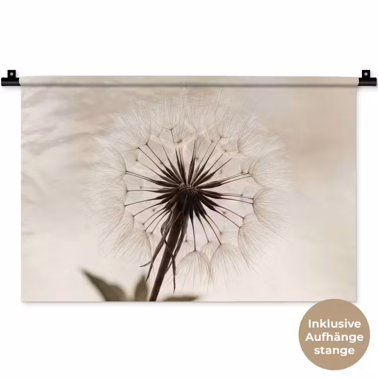 Paardenbloem - Minimalistisch - Wit Wandkleed katoen klein -t3d_DE