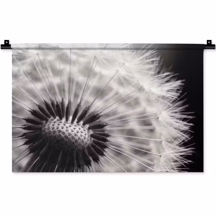 Paardenbloem - Zwart - Wit Wandkleed katoen klein -zz3d
