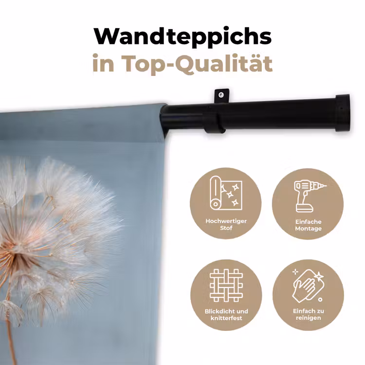 Paardenbloemen - Pluisjes - Wit Wandkleed katoen klein -tsfeer2_DE