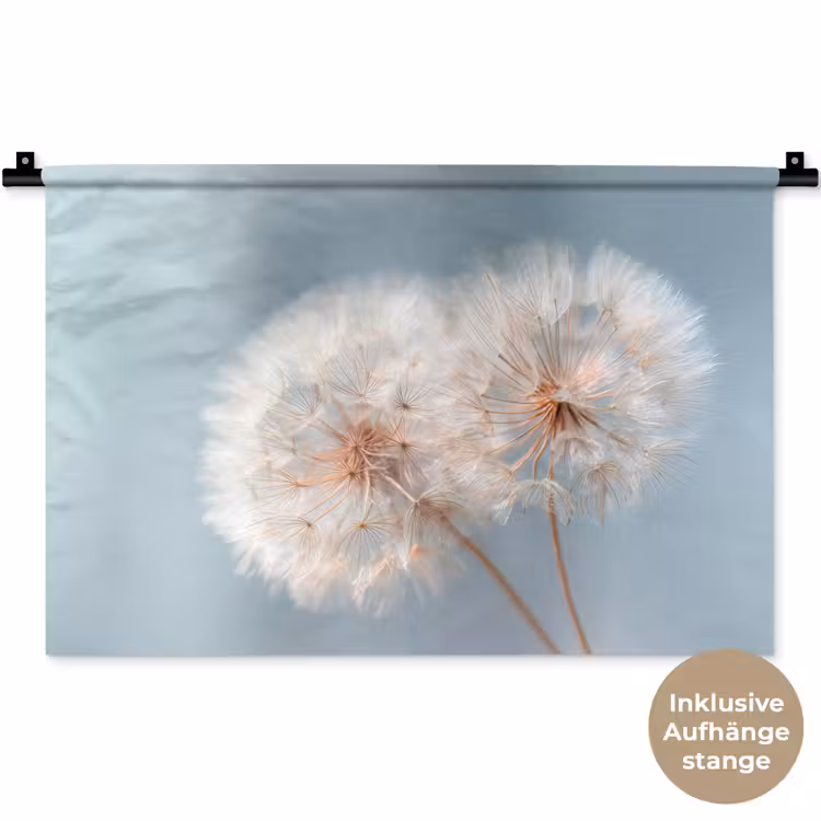 Paardenbloemen - Pluisjes - Wit Wandkleed katoen klein -t3d_DE