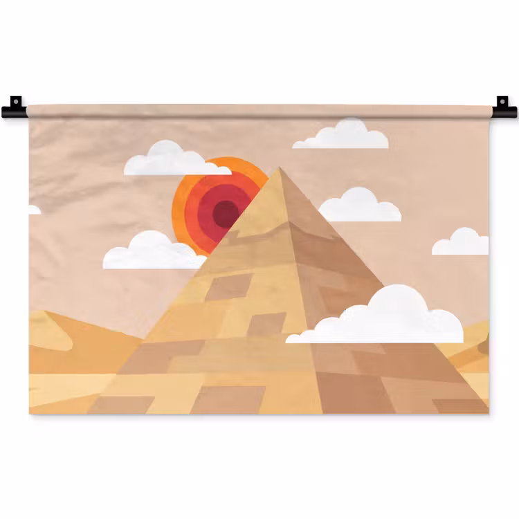 Piramide - Zon - Woestijn - Modern - Oranje Wandkleed katoen klein -zz3d