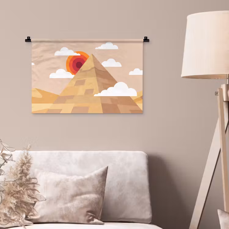 Piramide - Zon - Woestijn - Modern - Oranje Wandkleed katoen klein -sfeer4