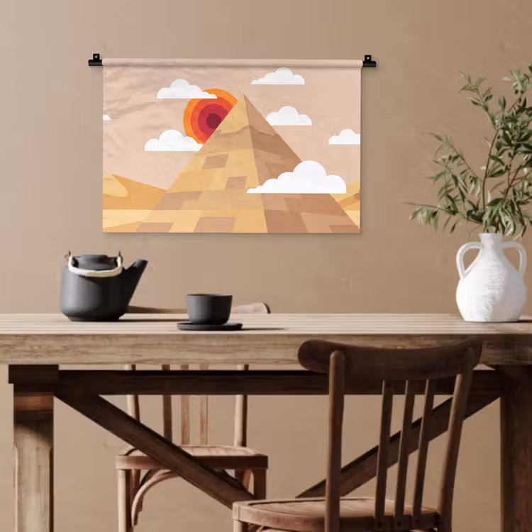 Piramide - Zon - Woestijn - Modern - Oranje Wandkleed katoen klein -sfeer6