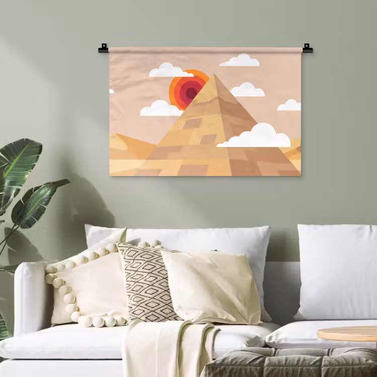 Piramide - Zon - Woestijn - Modern - Oranje Wandkleed katoen klein -sfeer7