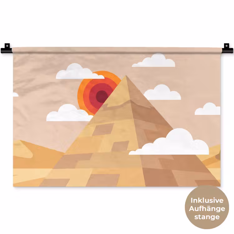 Piramide - Zon - Woestijn - Modern - Oranje Wandkleed katoen klein -t3d_DE
