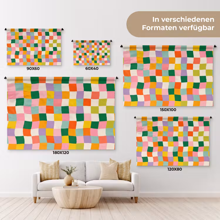 Vierkanten - Kleurrijk - Golvend Wandkleed katoen klein -tsfeer8_DE