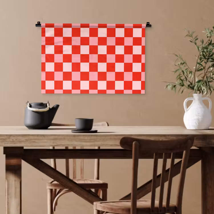 Vierkant - Klassiek - Rood Wandkleed katoen klein 269 -sfeer6