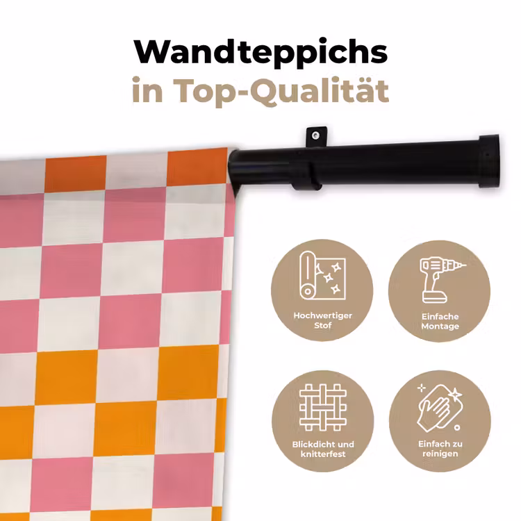 Vierkant - Patroon - Oranje Wandkleed katoen klein 269 -tsfeer2_DE