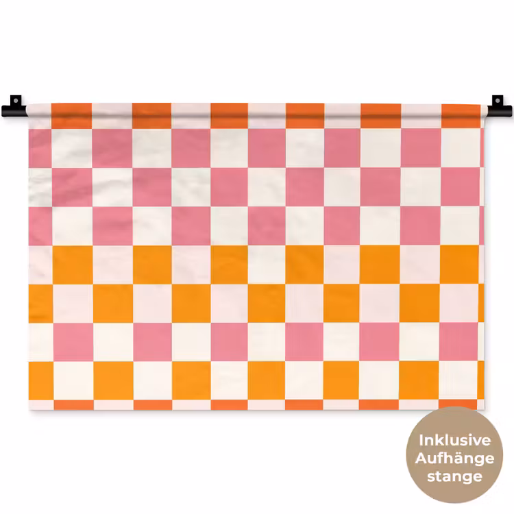 Vierkant - Patroon - Oranje Wandkleed katoen klein 269 -t3d_DE