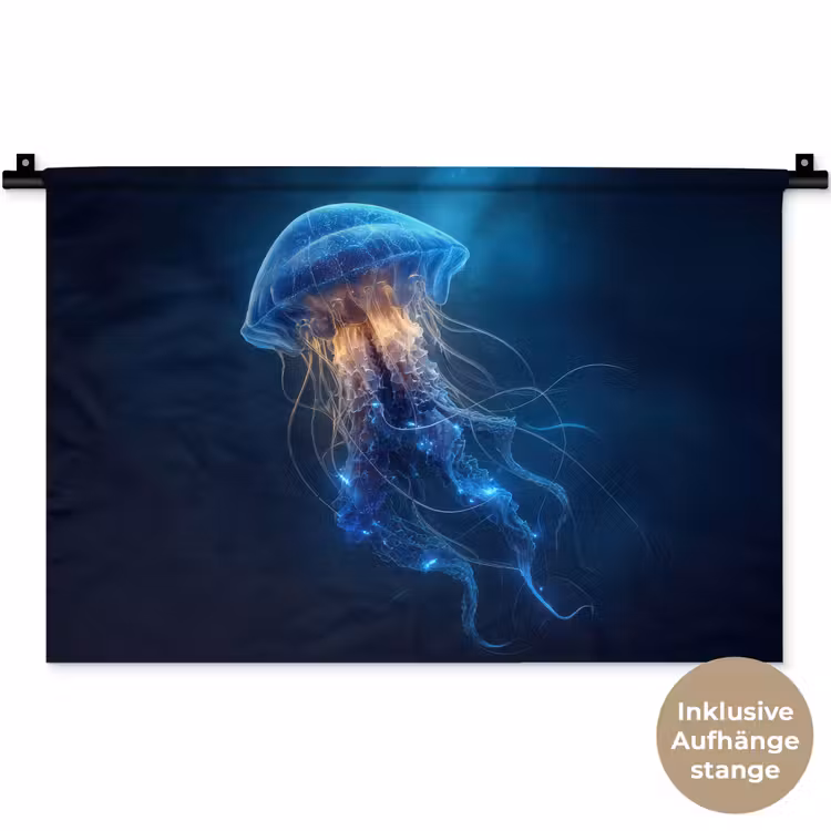 Kwal - Lichtgevend - Tentakels - Blauw Wandkleed katoen klein -t3d_DE