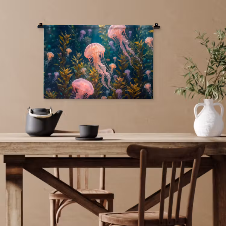 Kwal - Roze - Onderwater - Zeeleven - Dieren Wandkleed katoen klein -sfeer6