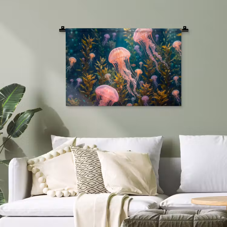 Kwal - Roze - Onderwater - Zeeleven - Dieren Wandkleed katoen klein -sfeer7
