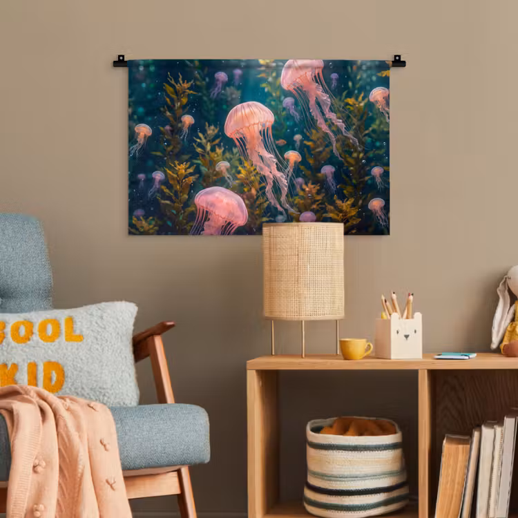 Kwal - Roze - Onderwater - Zeeleven - Dieren Wandkleed katoen klein -wsfeer4_kind