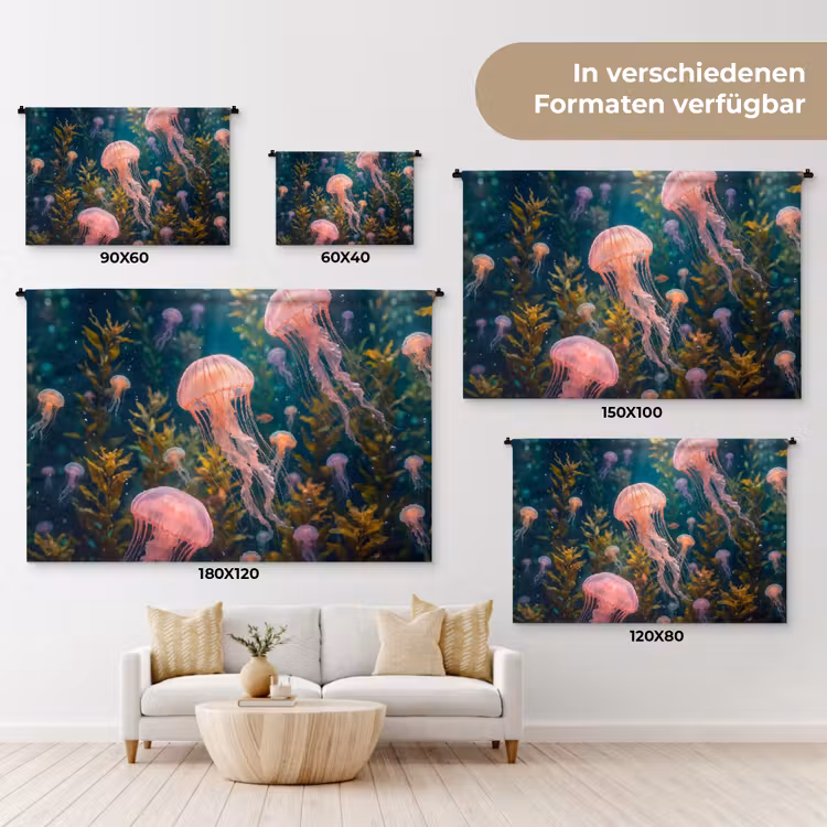 Kwal - Roze - Onderwater - Zeeleven - Dieren Wandkleed katoen klein -tsfeer8_DE