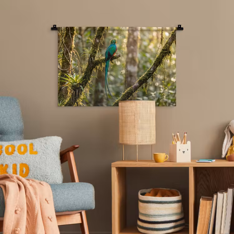 Quetzal - Jungle - Natuur - Groen Wandkleed katoen klein -wsfeer4_kind
