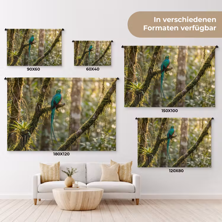 Quetzal - Jungle - Natuur - Groen Wandkleed katoen klein -tsfeer8_DE