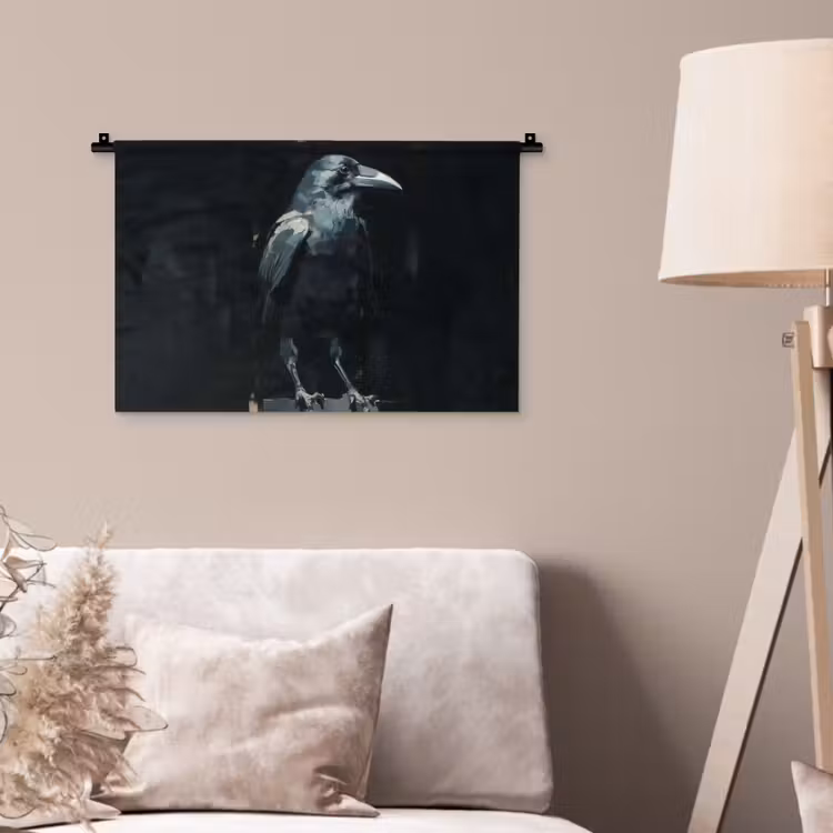 Raaf - Vogels - Zwart Wandkleed katoen klein -sfeer4