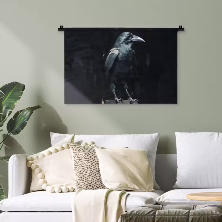 Raaf - Vogels - Zwart Wandkleed katoen klein -sfeer7