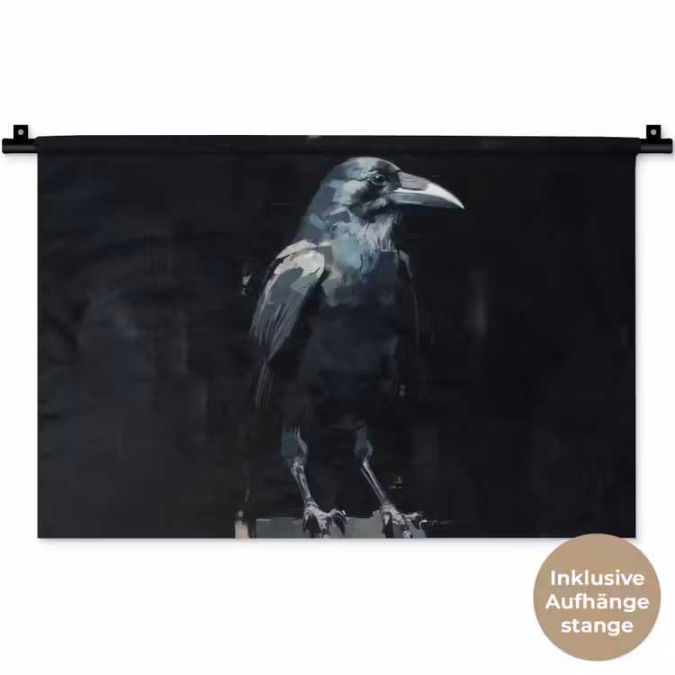 Raaf - Vogels - Zwart Wandkleed katoen klein -t3d_DE