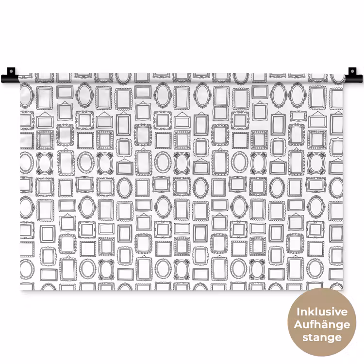 Lijsten - Patroon - Decoratie - Schets - Zwart-wit Wandkleed katoen klein -t3d_DE