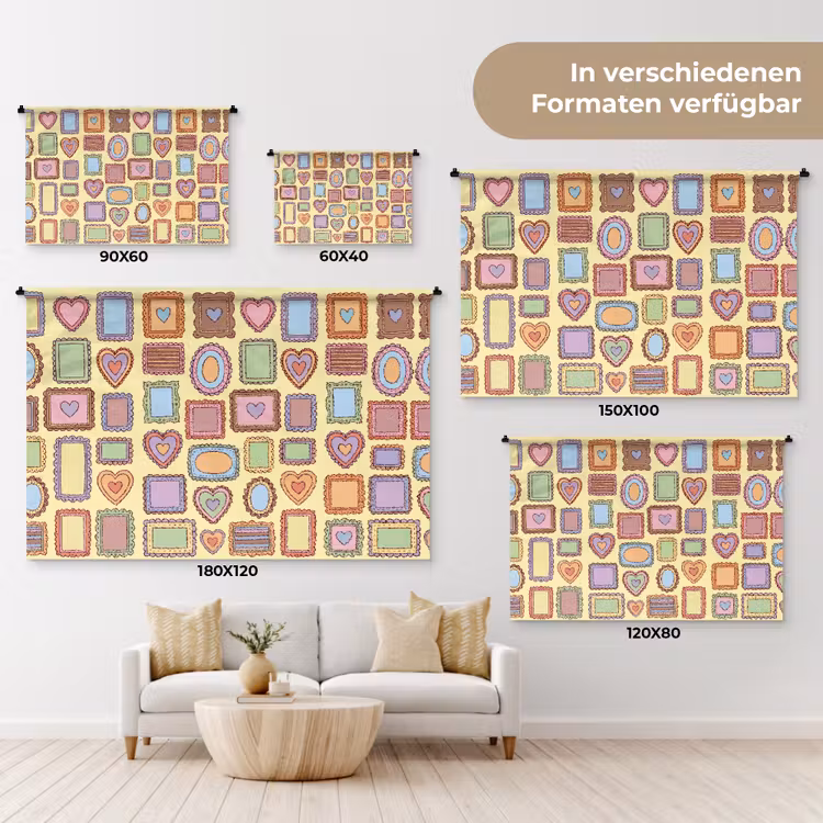 Lijst - Patroon - Hart - Speels - Kleurrijk Wandkleed katoen klein -tsfeer8_DE