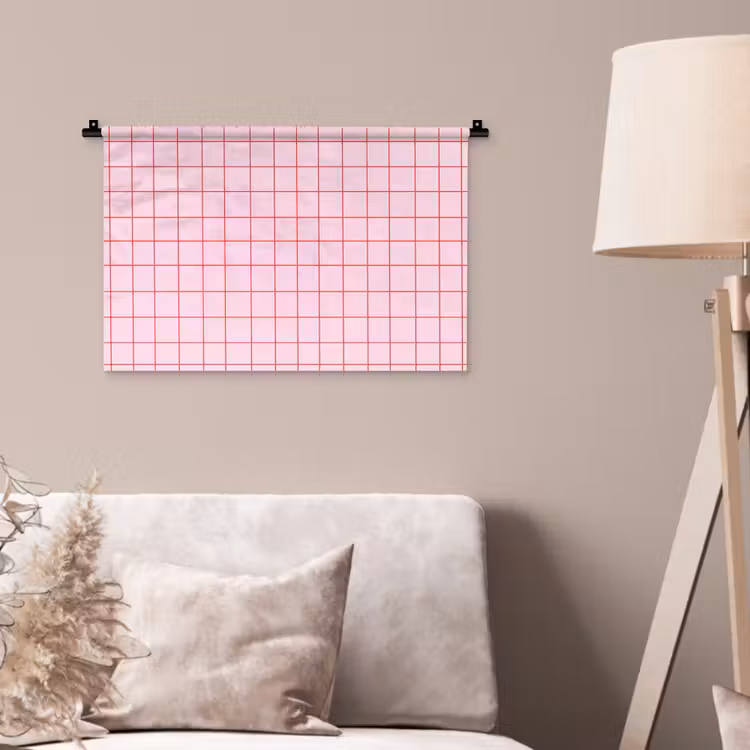 Raster - Patroon - Roze Wandkleed katoen klein 269 -sfeer4
