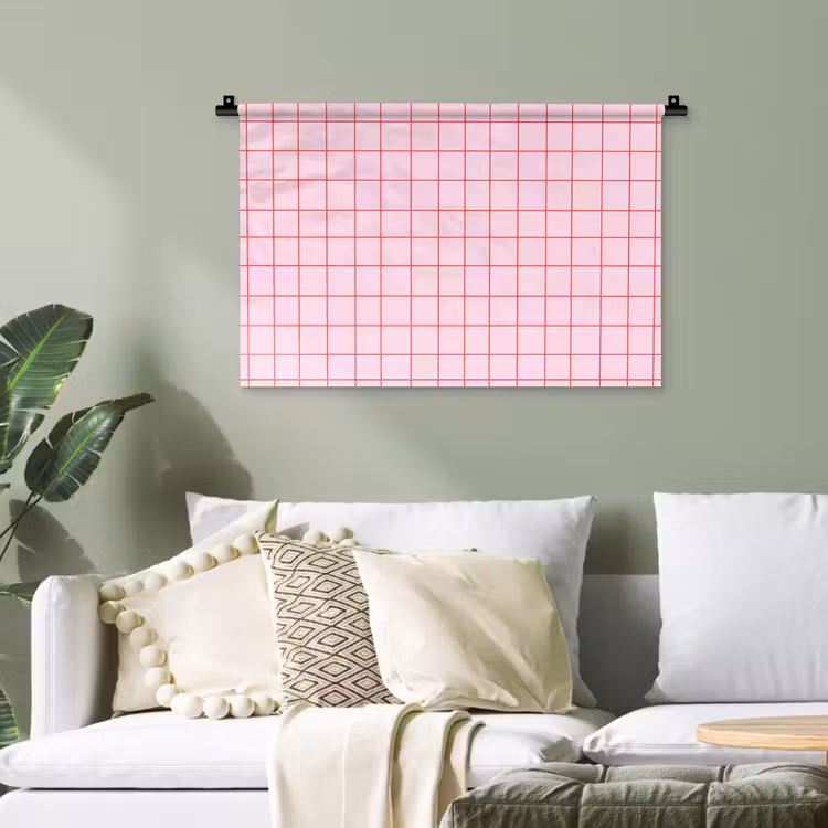 Raster - Patroon - Roze Wandkleed katoen klein 269 -sfeer7
