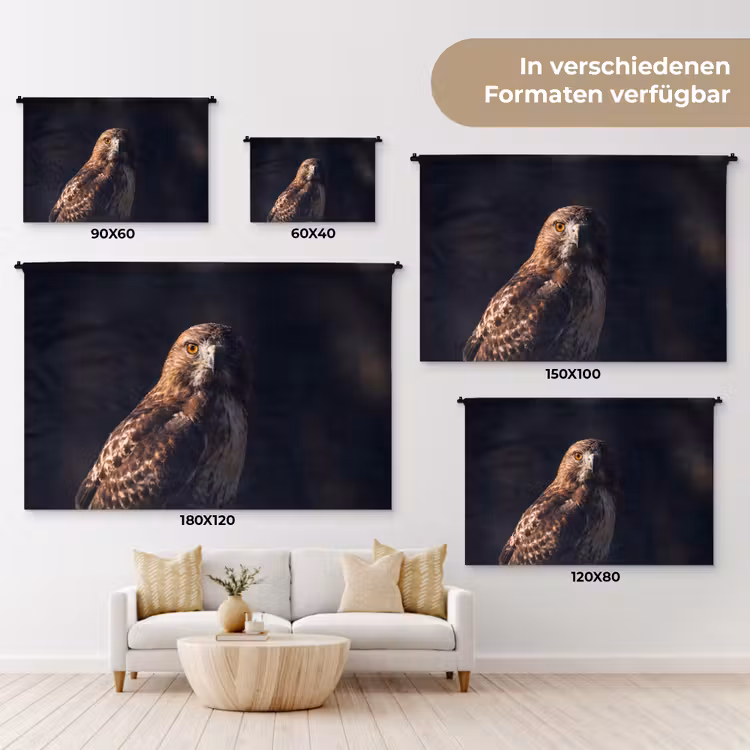 Roofvogel - Buizerd - Bruin Wandkleed katoen klein -tsfeer8_DE