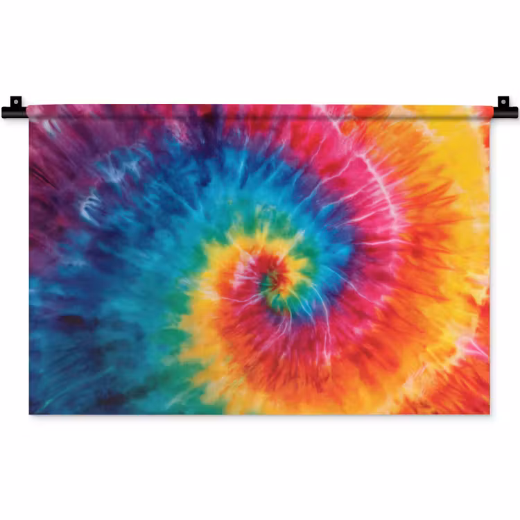 Regenboog - Tie dye - Kleurrijk - Blauw Wandkleed katoen klein -zz3d