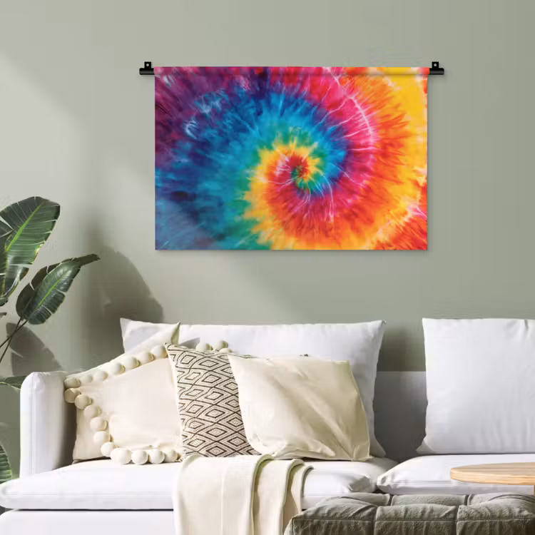 Regenboog - Tie dye - Kleurrijk - Blauw Wandkleed katoen klein -sfeer7