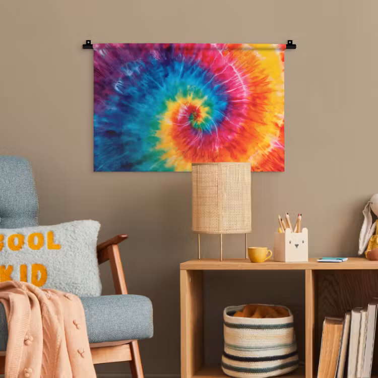 Regenboog - Tie dye - Kleurrijk - Blauw Wandkleed katoen klein -wsfeer4_kind