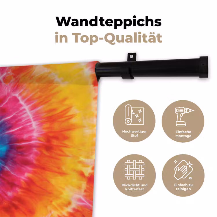 Regenboog - Tie dye - Kleurrijk - Blauw Wandkleed katoen klein -tsfeer2_DE