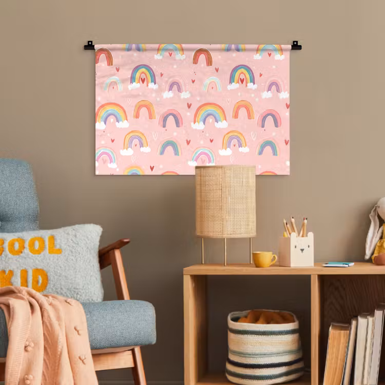 Regenboog - Patroon - Pastel - Handgetekend Wandkleed katoen klein -wsfeer4_kind