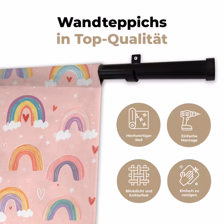 Regenboog - Patroon - Pastel - Handgetekend Wandkleed katoen klein -tsfeer2_DE